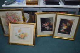 Four Gilt Framed Floral Prints
