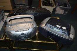 Three Portable Radio Cassette Players