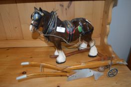 Model Shire Horse and Plough by Melba Ware