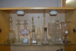 Vintage Glass Decanters, Candlesticks, Vases, etc.