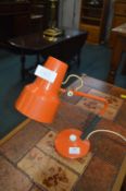 1970's Orange Adjustable Desk Lamp