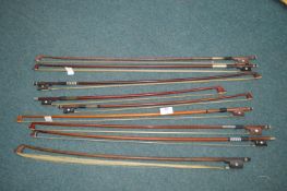 Nine Vintage Violin Bows
