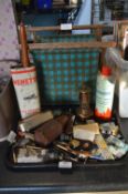 Tray Lot of Collectibles plus Knitting Bag