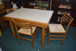Dining Table and Four Rush Seat Chairs