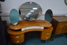 Retro Kidney Shaped Dressing Table with Triple Mir