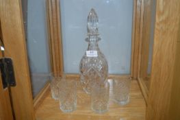 Cut Glass Decanter and Four Tumblers