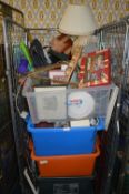 Cage Lot of Household Goods, Lamps, etc. (cage not