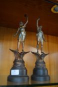 Two Classical Spelter Figures