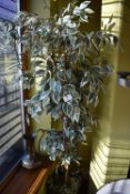 *Artificial Variegated Potted Plant with Fairy Lights and Artificial Grape Vine over Window, plus