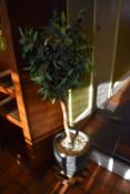 *Artificial Olive Tree in Plastic Pot on Trolley