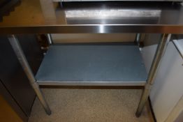 *Stainless Steel Preparation Table on Tubular Legs with Upstand to Rear, and Undershelf 90x60cm