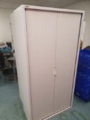* upright Tambour cupboard with internal shelves