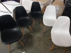 * 5 x moden/industrial style chairs - 3 x black, 2 x white