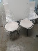 * 10 x moden/industrial white wire chairs