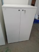 * STURDY WHITE OFFICE CABINET, 2 INTERNAL MOVEABLE SHELVES - 800W X 500D X 1200H