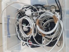 * box of assorted power cables