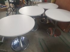 * 4 x white topped tables with chrome pedestal bases