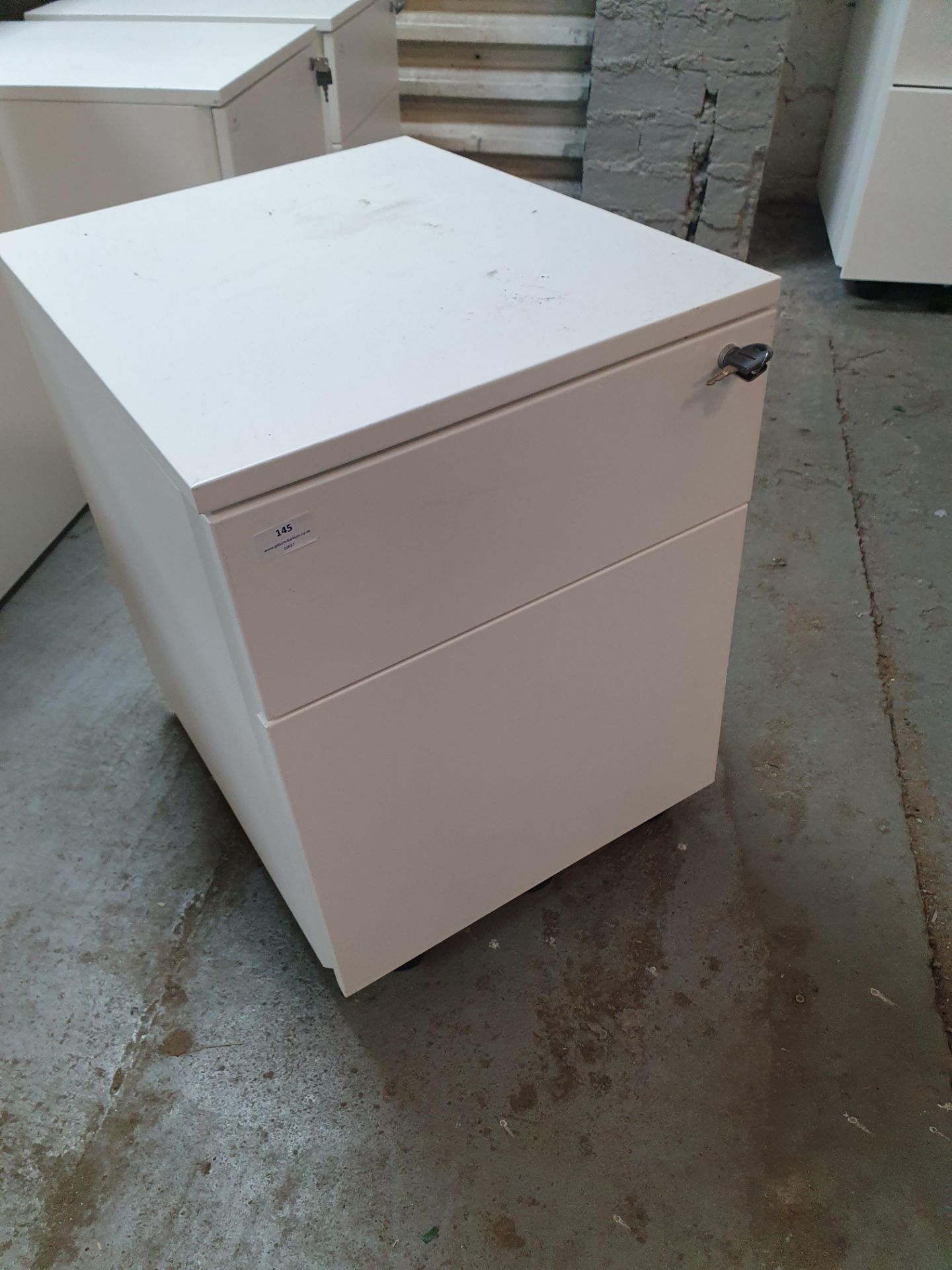 * sturdy office filing pedestal drawers - 440w x 550d x 590h. Metal construction with 5 x castors to