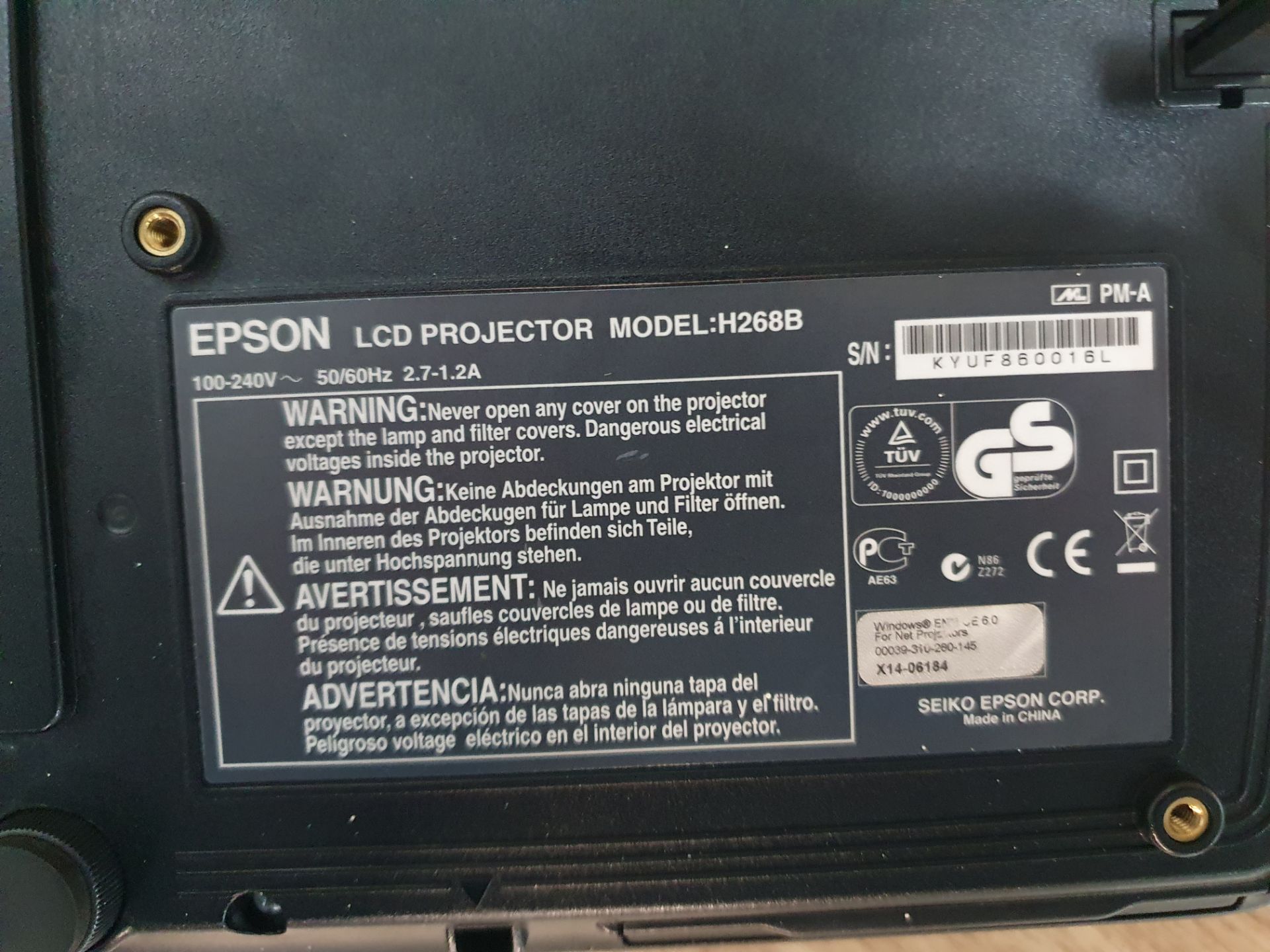 * Epson LCD Projector Model - H268B - Image 2 of 2