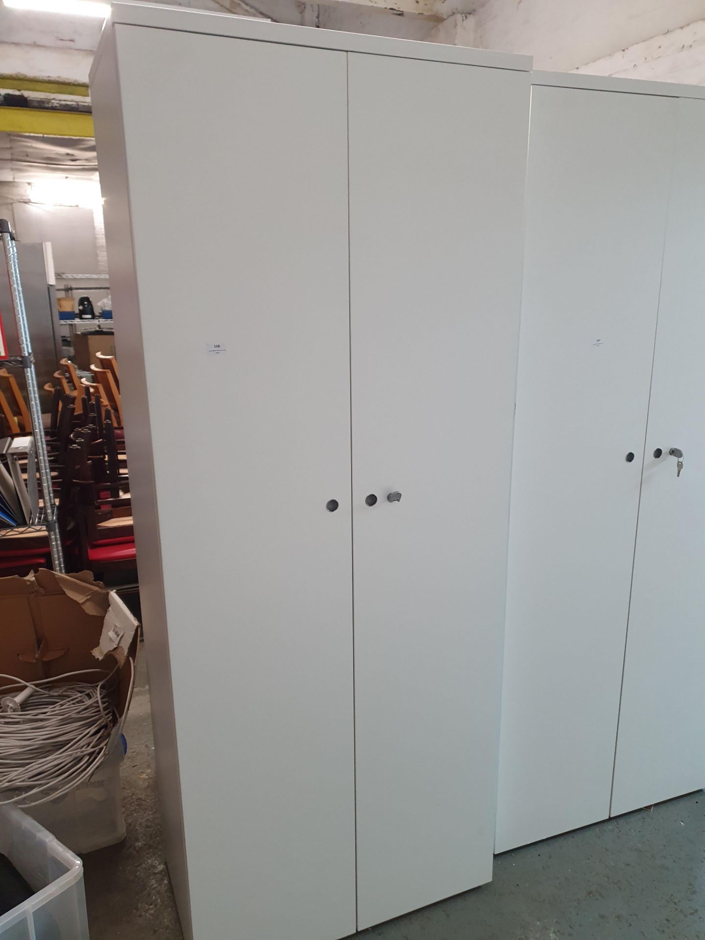 * upright sturdy white office cabinet with 4 internal moveable shelves - 800w x 480d x 2030h
