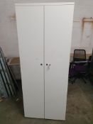 * upright sturdy white office cabinet with 4 internal moveable shelves - 800w x 480d x 2030h