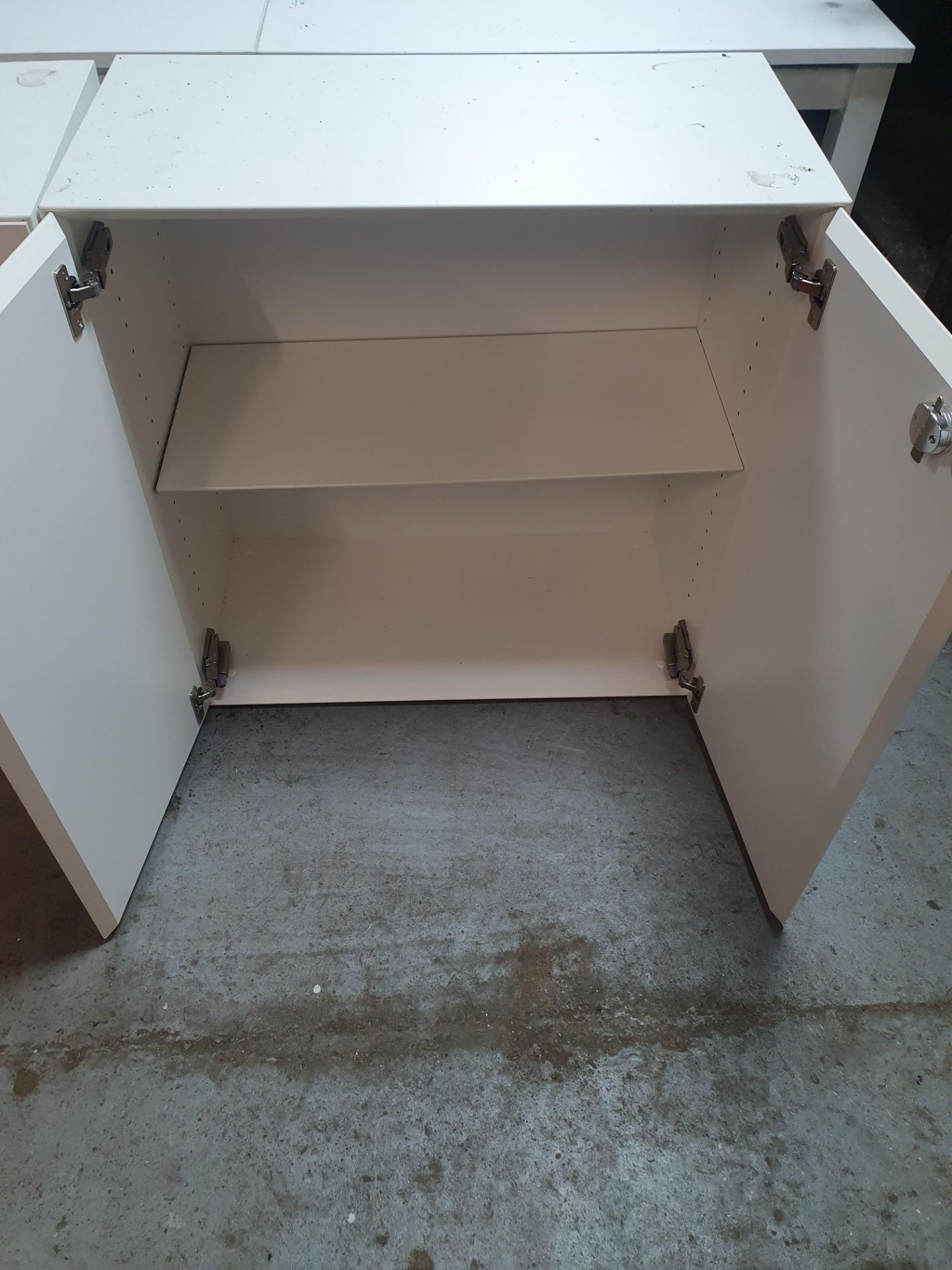 * sturdy white office cabinet, 1 internal moveable shelf - 750w x 380d x 750h - Image 2 of 2