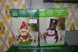 *Two LED Christmas Holiday Figurines