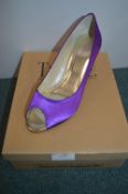 Rainbow Purple Satin Shoes Size: 5
