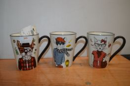 *Three Hipster Animal Mugs