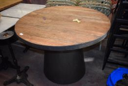 *Circular Wood Topped Table on Metal Base ~107cm d