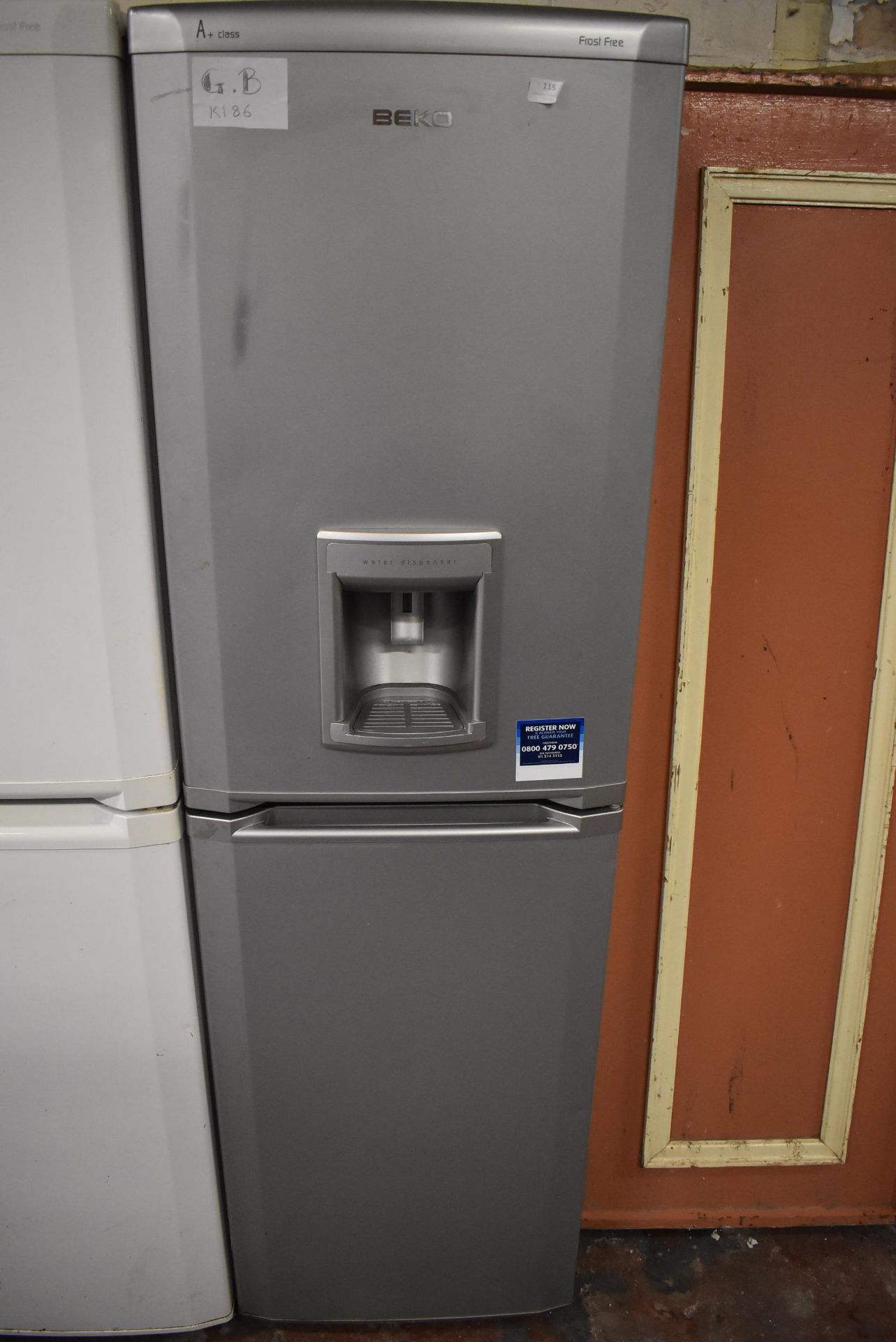 Beko Grey Upright Fridge Freezer with Water Dispe