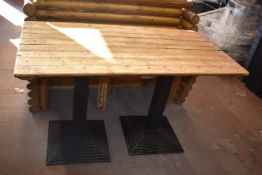 *Wood Topped Twin Pedestal Table 125x66x76cm