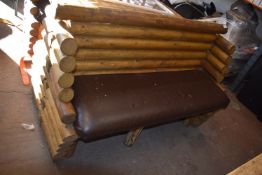 *Rustic Double Sided Log Bench with Upholstered Se