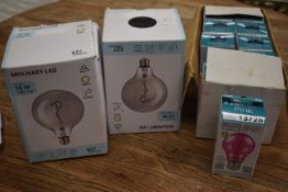 *10 Pink LED Filament Light Bulbs, and Two 15w Mol