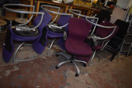 *9 Purple and 7 Black Office Chairs