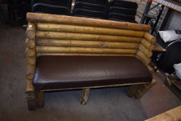 *Rustic Log Bench with Upholstered Seat 140x50x90c