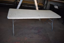 White Plastic Table with Folding Metal Legs 180x75