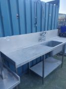 * S/S sink with splashback, spray hose and undershelf