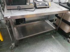 * S/S prep bench with upstand and under shelf