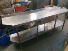 * Large S/S bench with drawer, upstand and undershelf