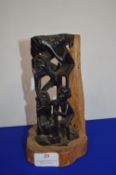 Carved African Blackwood Tree of Life Figure