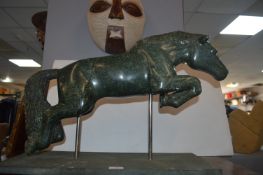 Large carved Soapstone Figure of a Horse 70cm long