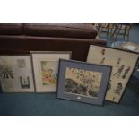 Framed Pictures and Prints including 1970's Abstracts by R. Ward