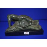 French Bronze Reclining Nude by B. Czheng 33cl long