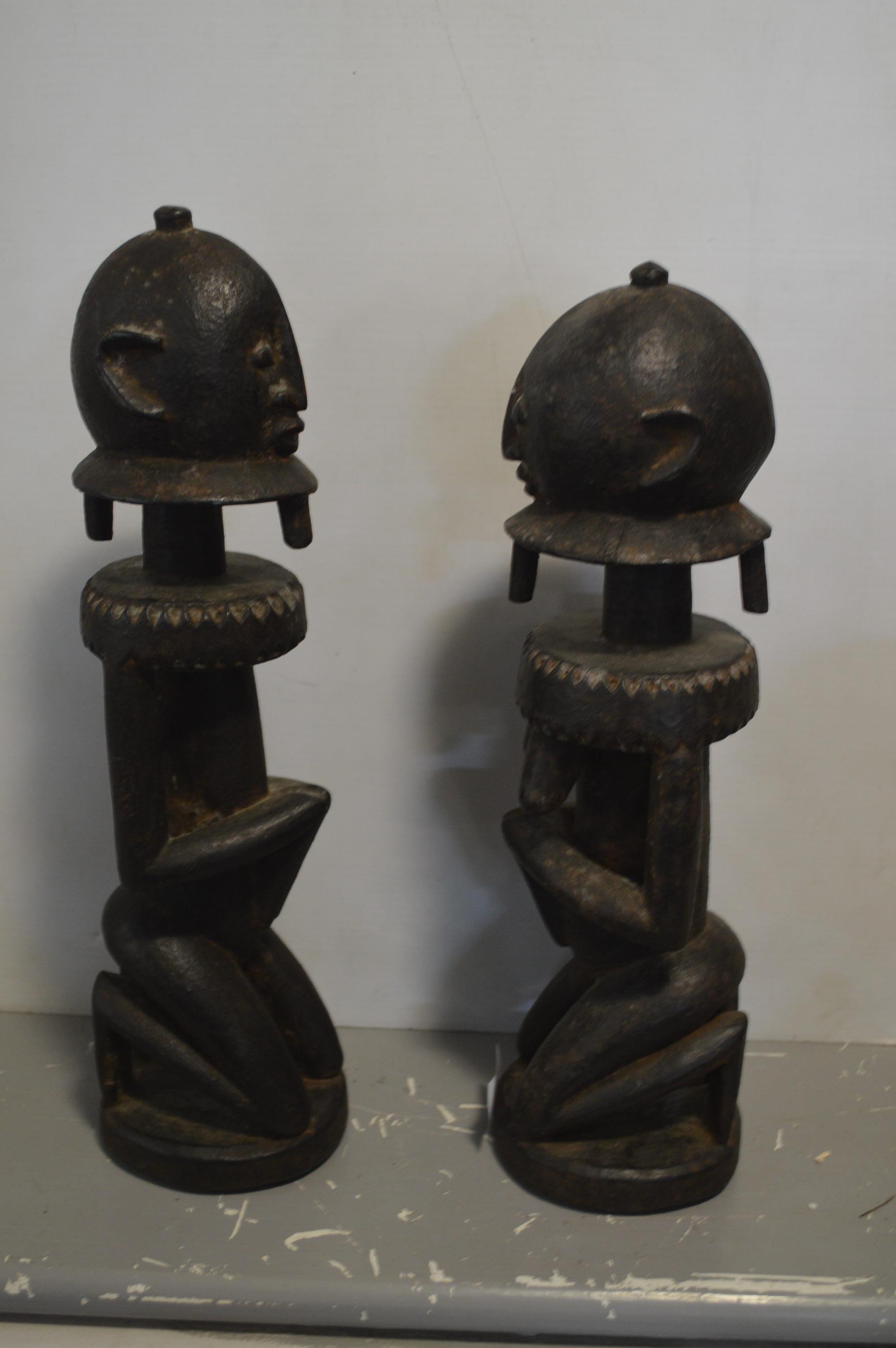 Pair of Baule African Tribal Carved Wooden Fertility Figures - Image 2 of 3