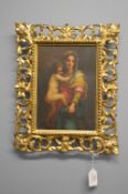 Small Oil on Canvas Study of a Mother and Child in Original Gilt Wood Frame (unsigned)