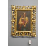 Small Oil on Canvas Study of a Mother and Child in Original Gilt Wood Frame (unsigned)