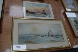 Watercolour Seascape of Scarborough by Austin Smith plus One Other