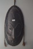 Carved & Painted Wooden Mask with Woven Detail
