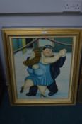 Framed Reproduction Fernando Boterro Canvas Print of Two Tango Dancers